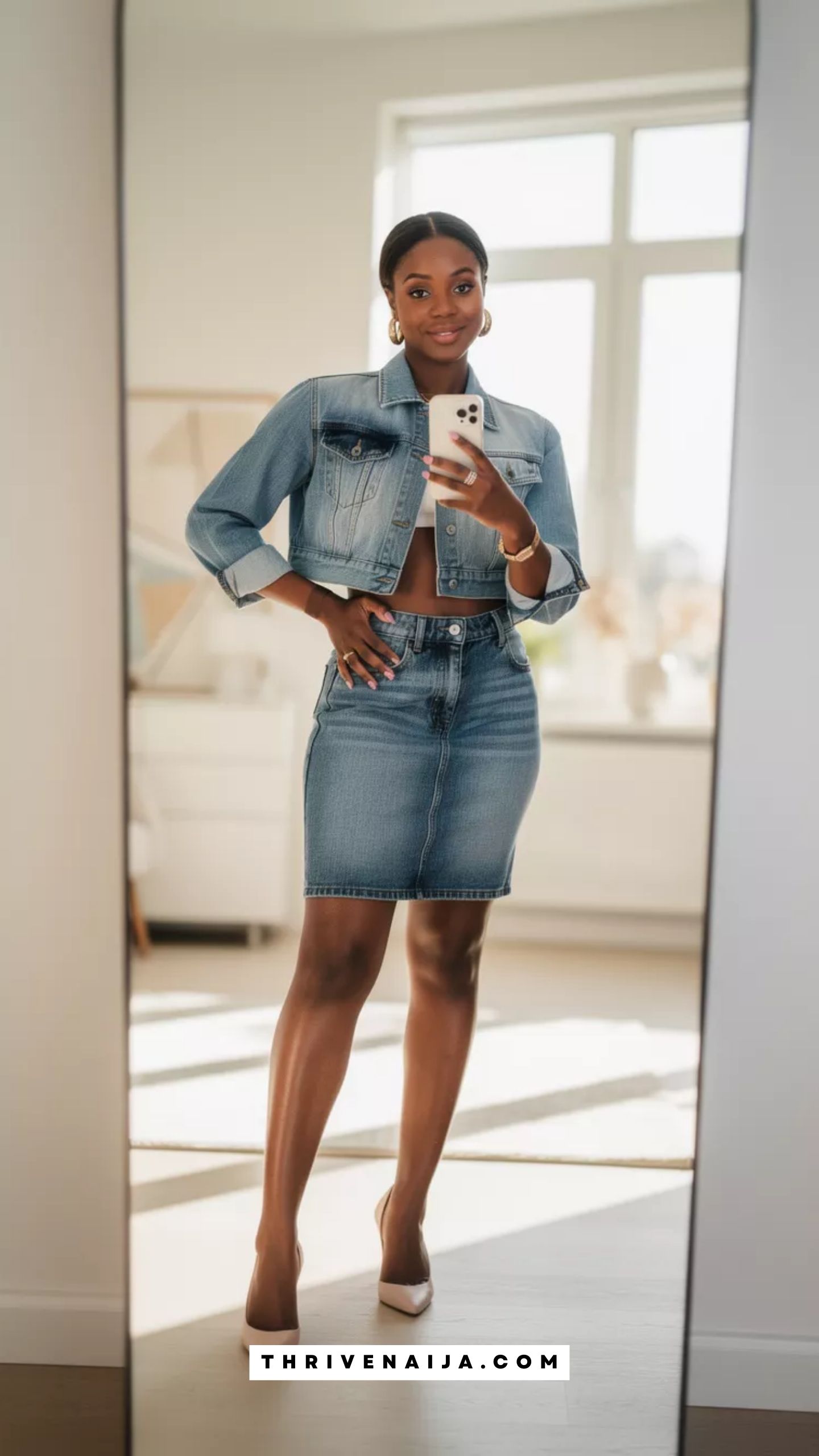 Denim Skirt With a Matching Denim Jacket (Denim Set)