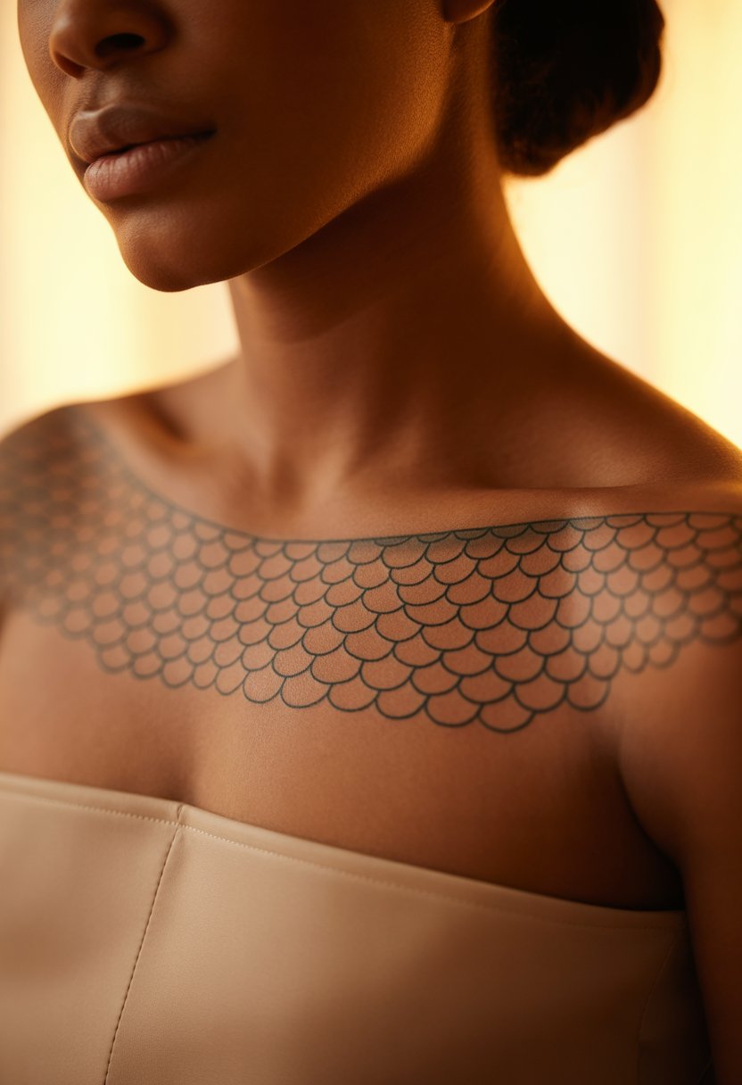 Elegant Scales Chest Tattoo