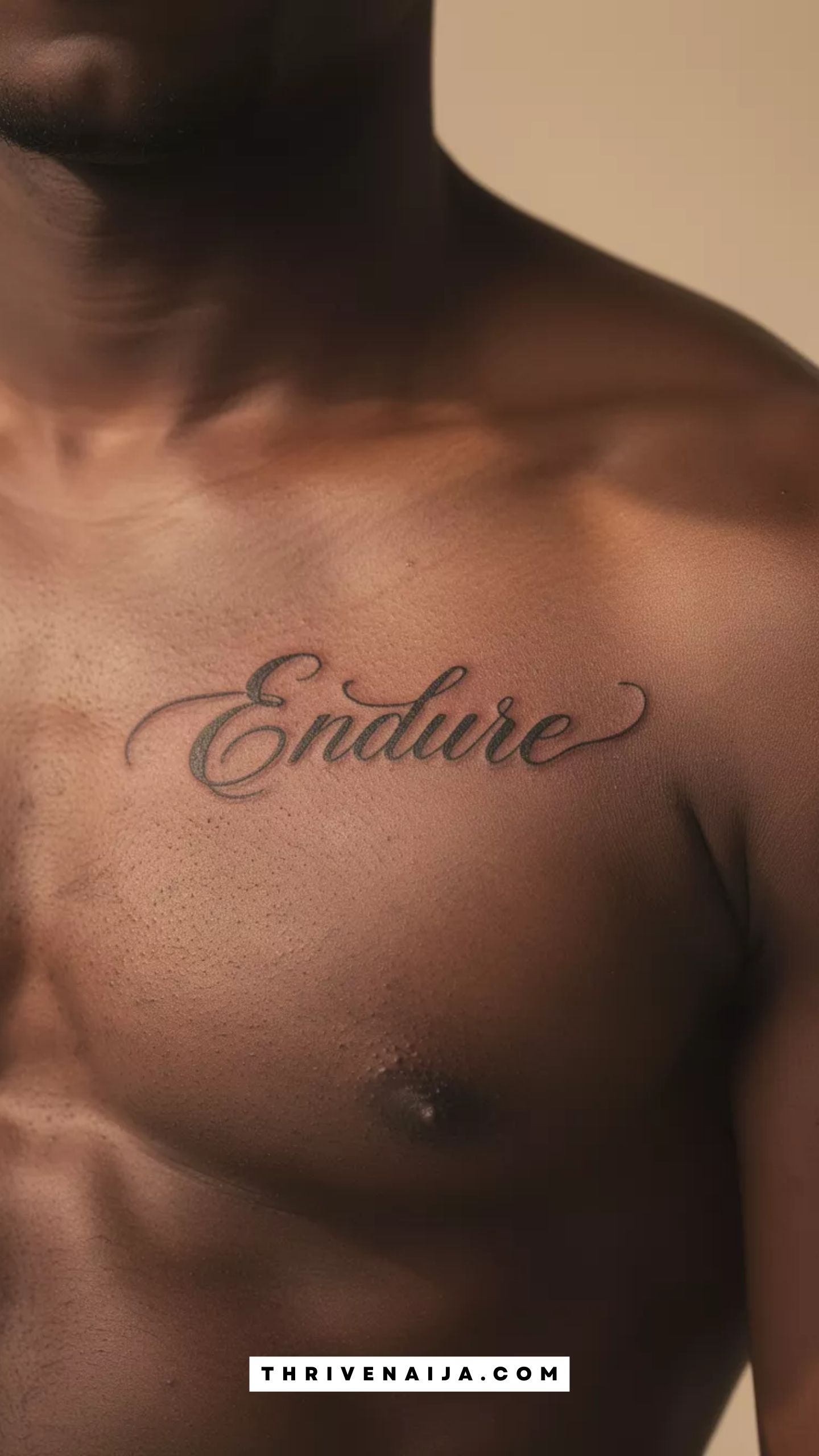 “Endure” Single-Word Collarbone Tattoo