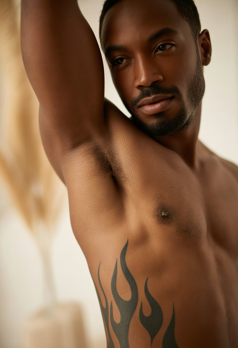 Flame Symbol Rib Tattoo