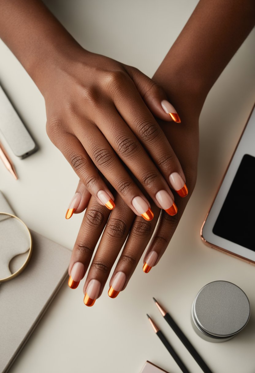 Geometric Orange Chrome Accents