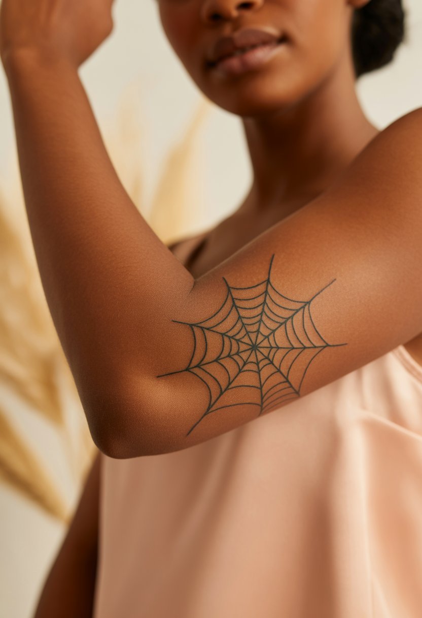 Girly Spiderweb Elbow Tattoo