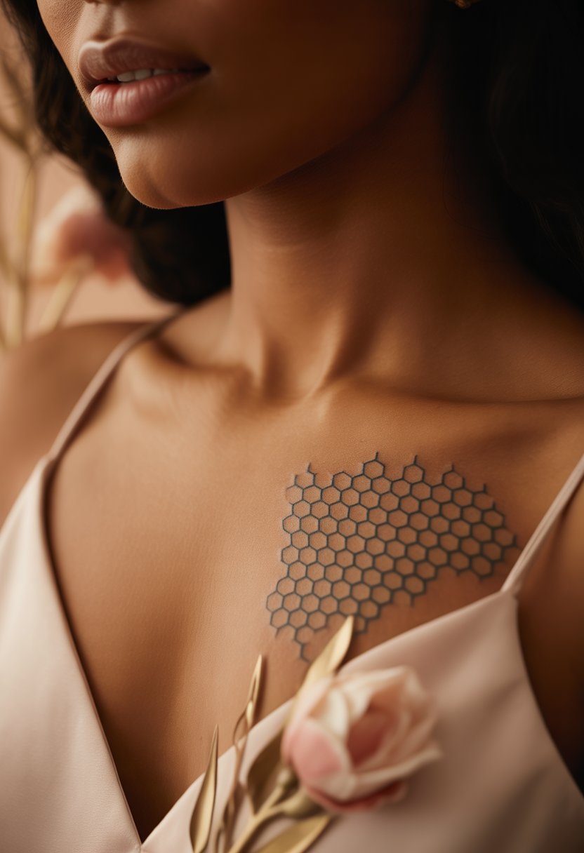 Honeycomb Collarbone Tattoo