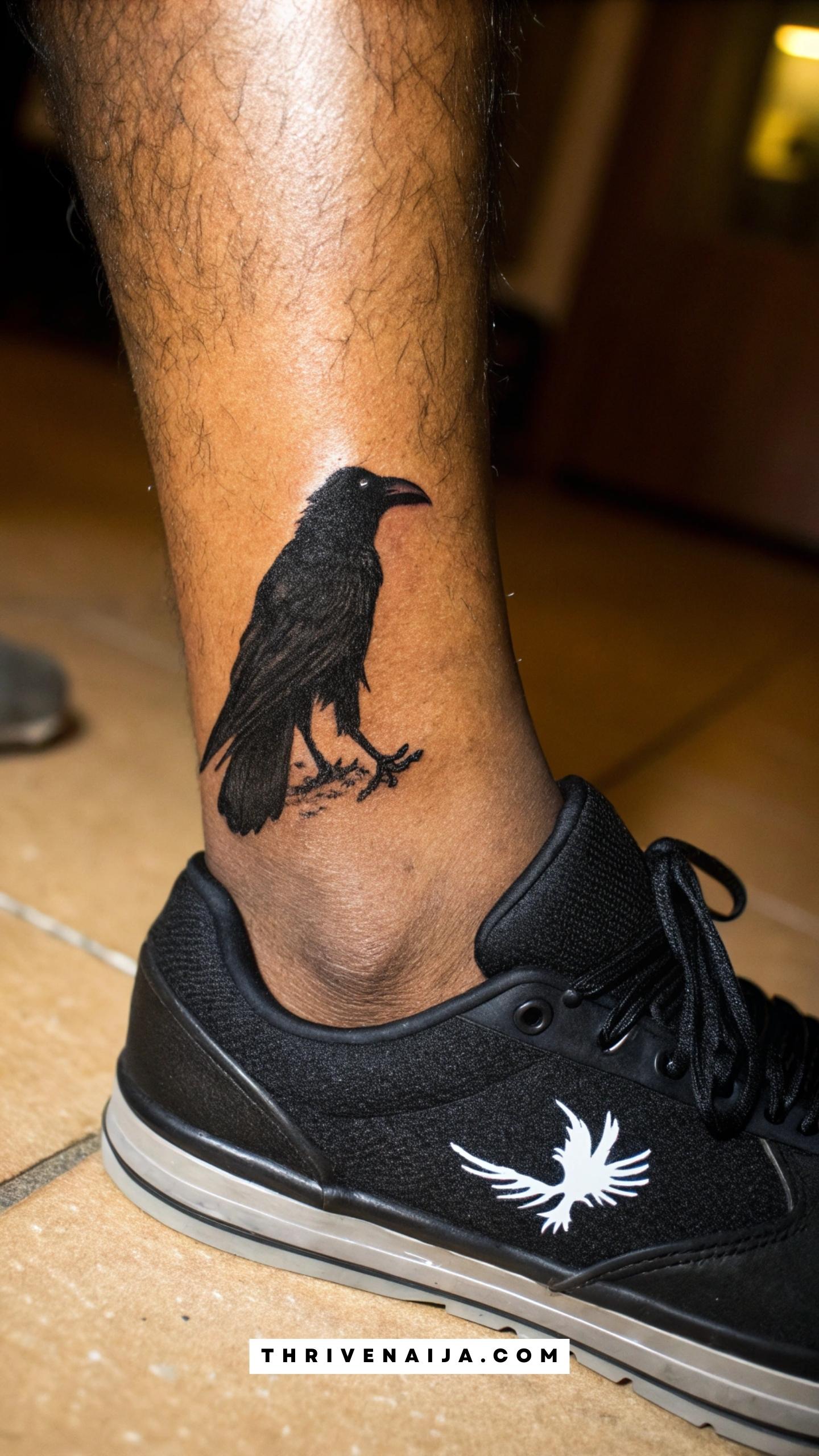 Itachi Crow Silhouette Ankle Tattoo