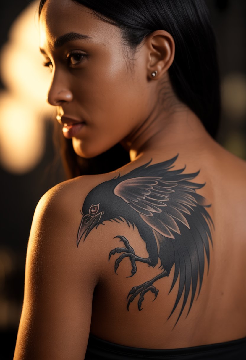 Itachi Crows Upper Back Tattoo