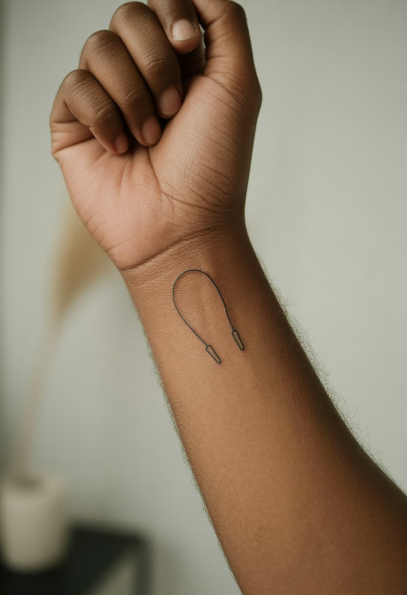 Jump Rope Silhouette Wrist Tattoo