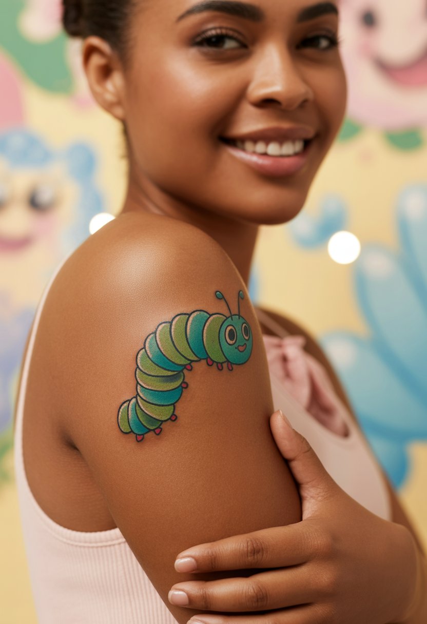 Kawaii Caterpillar Arm Tattoo