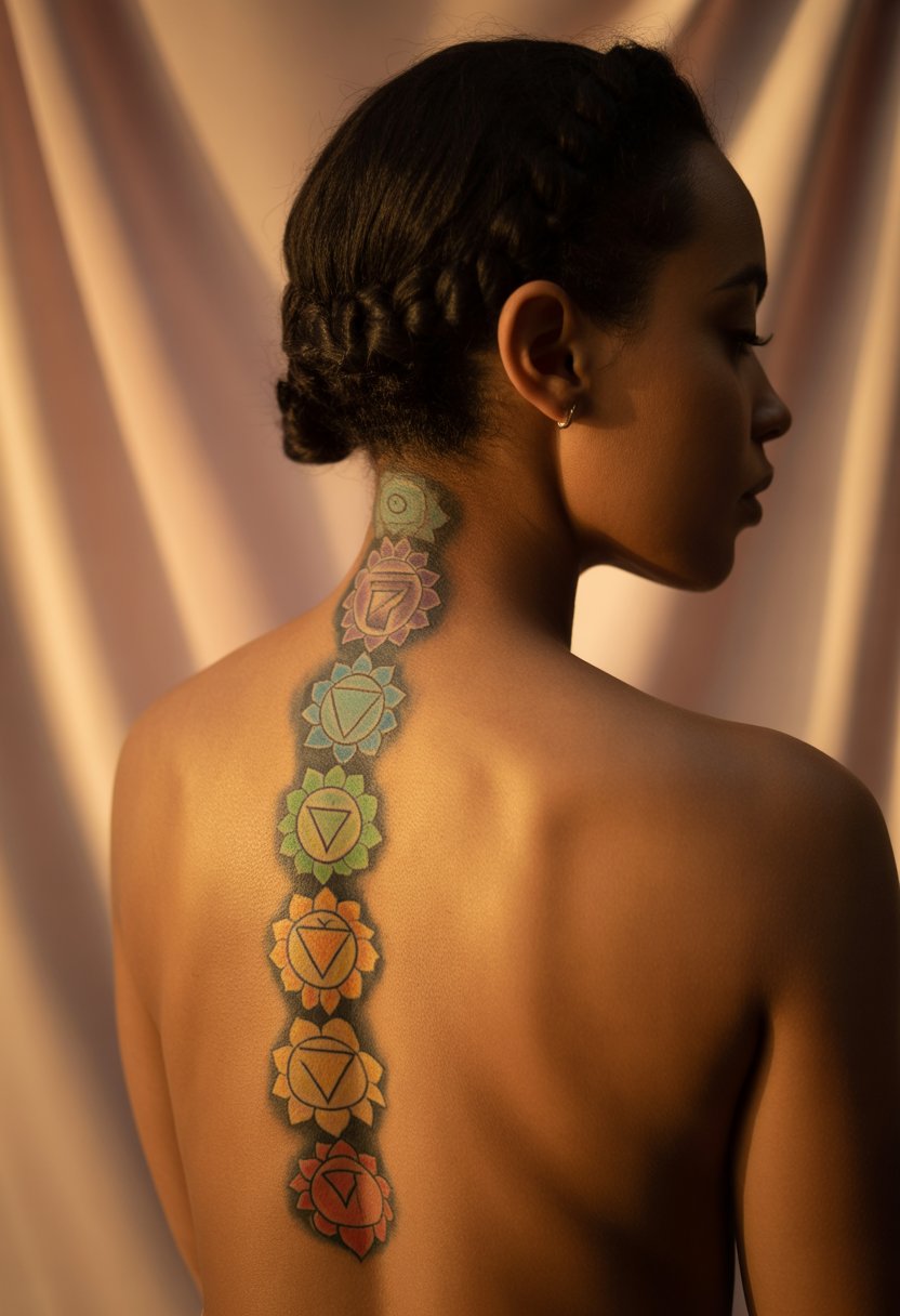 Konoha Chakra Spiral Spine Tattoo
