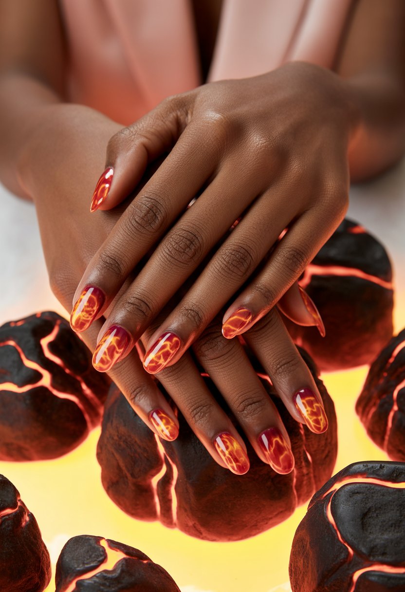 Lava Flow Chrome Nails