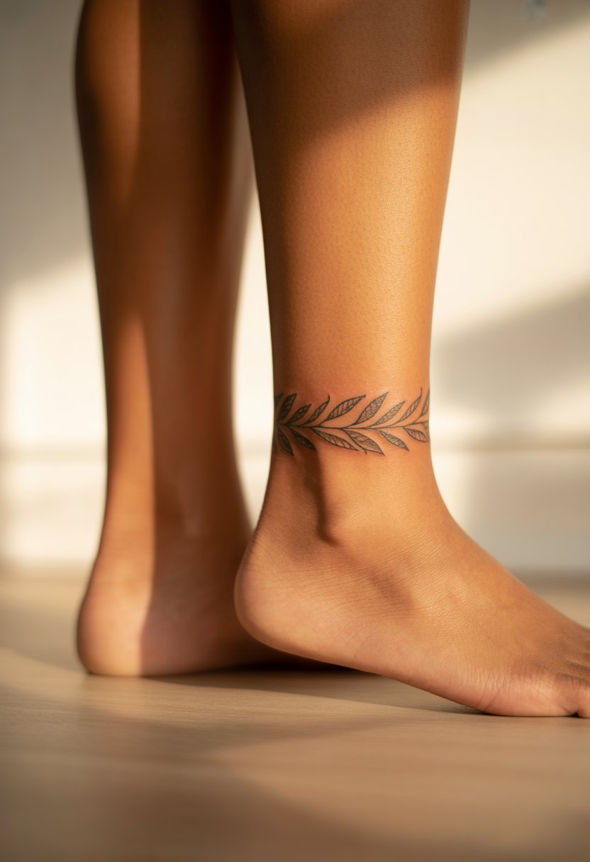 Leaf Headband Plate Ankle Tattoo
