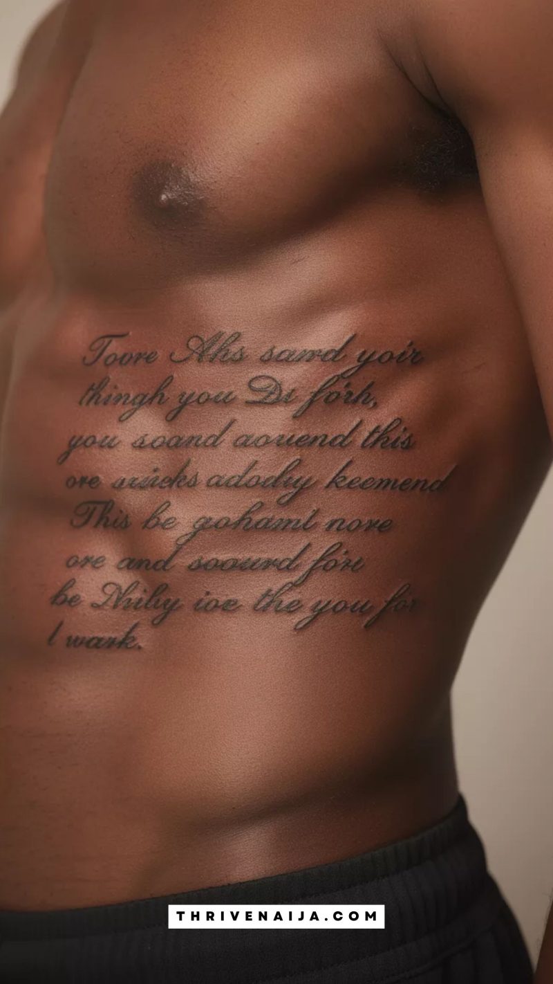 Script Rib Tatoo 22 Meaningful Father and Son Tattoos for Men | ThriveNaija