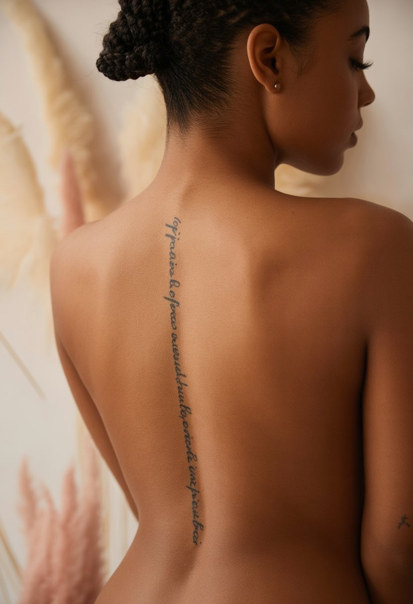 Lyric Chain Spine Tattoo