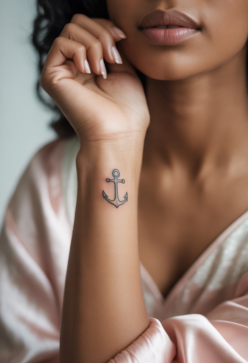Mini Anchor Wrist Tattoo