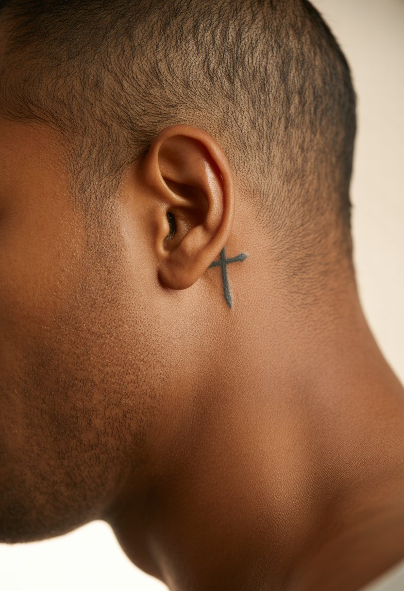 Minimal Cross Behind the Ear