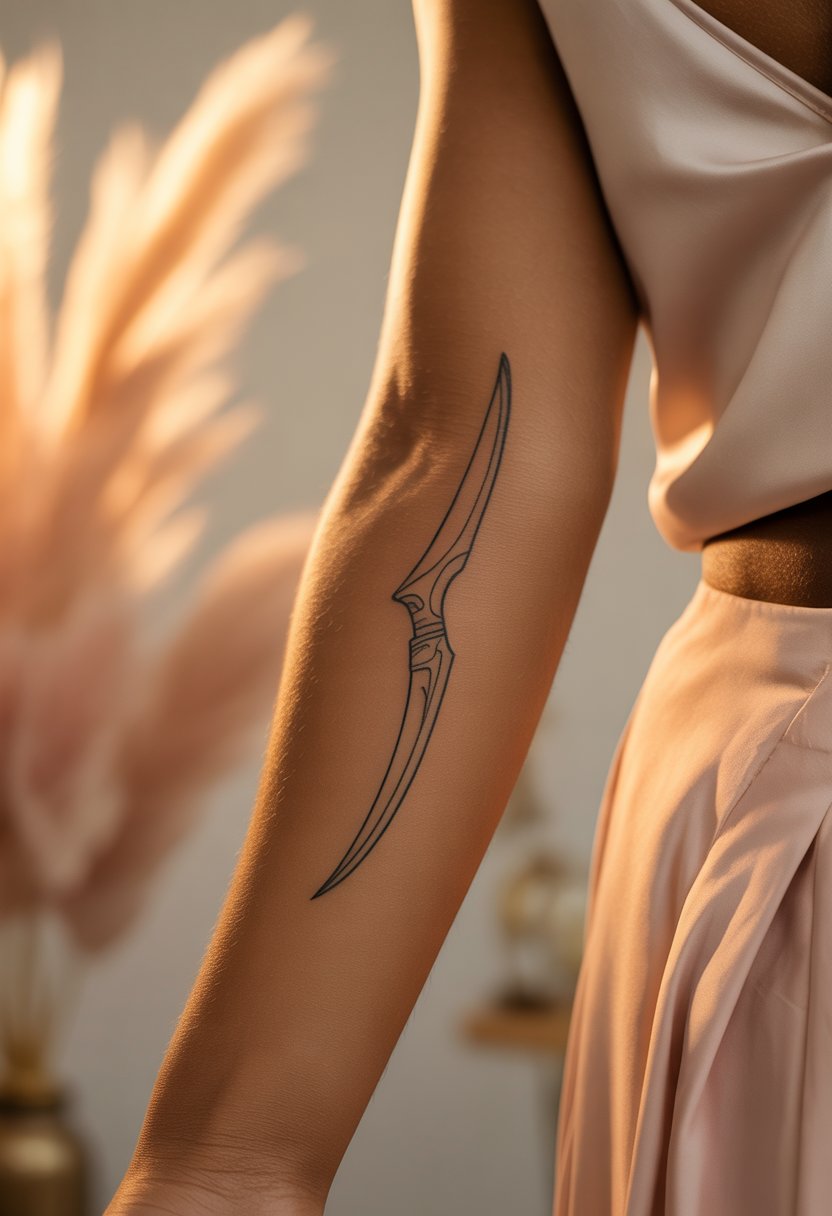 Minimal Kunai Forearm Tattoo