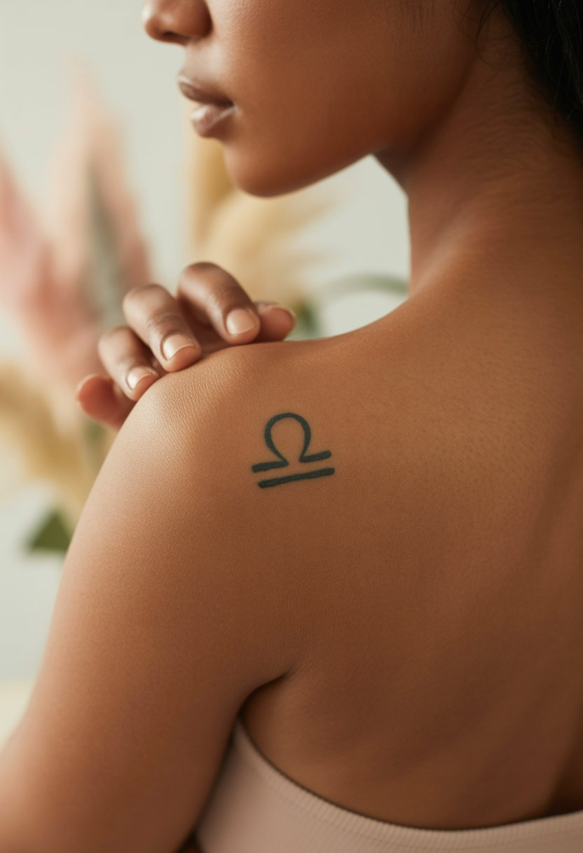 Minimal Libra Glyph Hand Tattoo