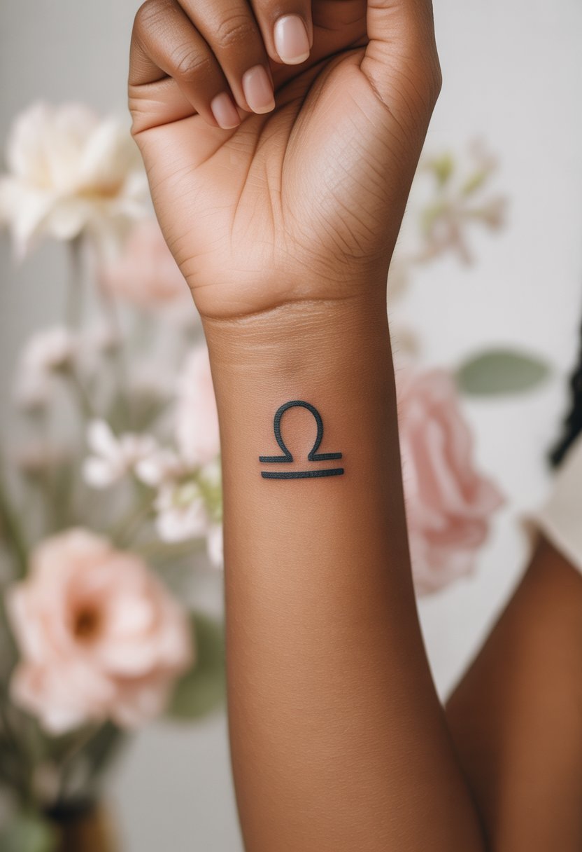 Minimal Libra Symbol Wrist Tattoo