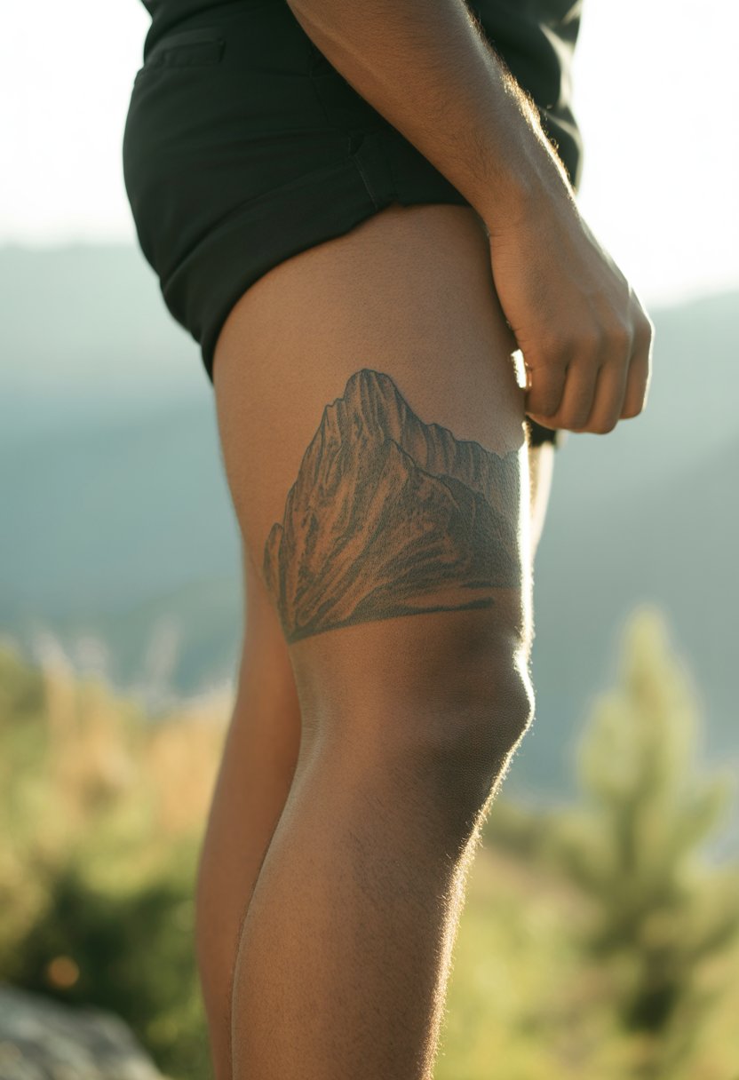 Mountain Peak Thigh Tattoo