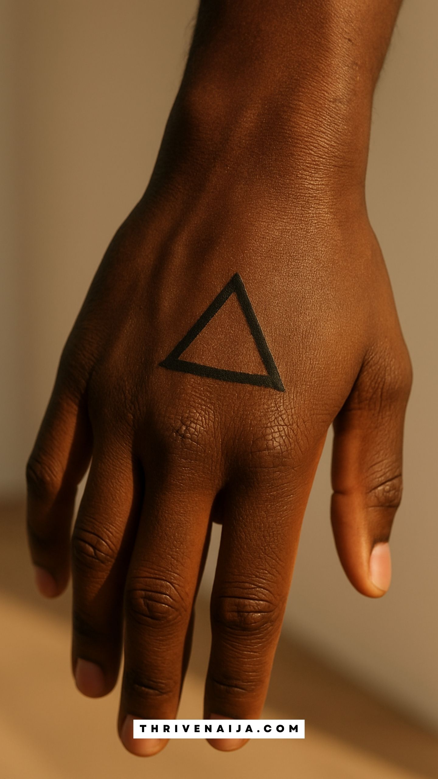 Negative Space Triangle Hand Tattoo