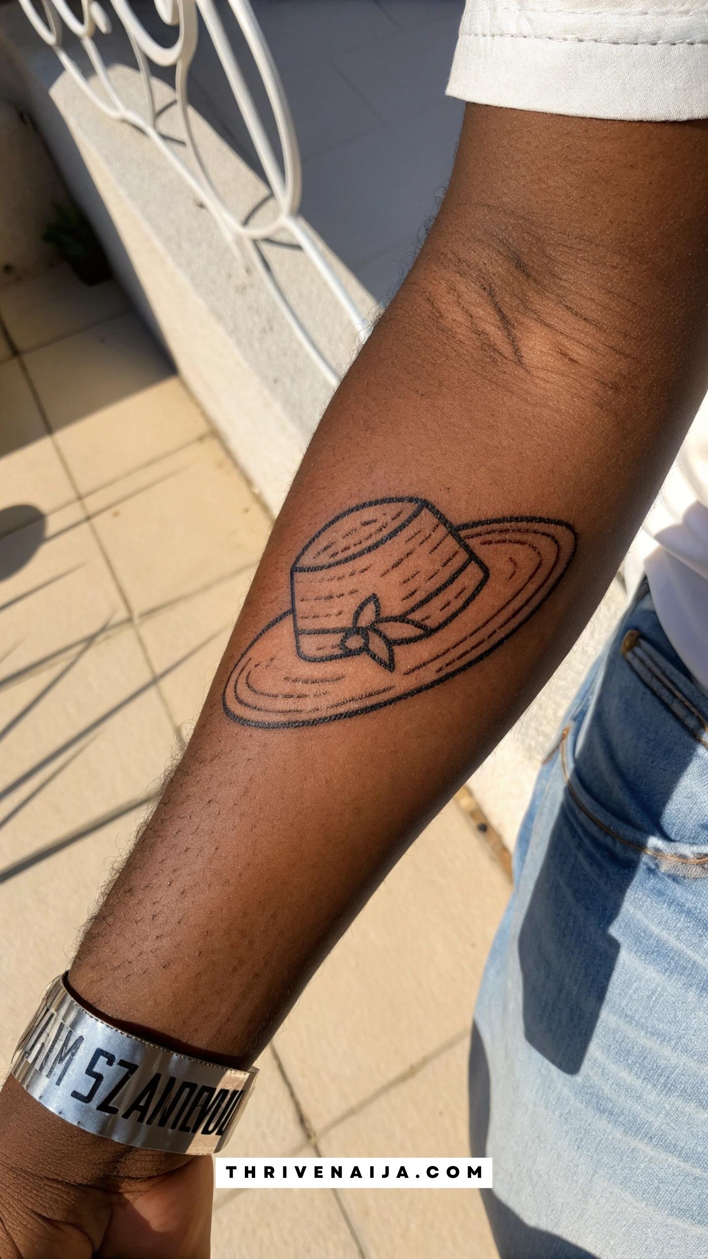 One-Piece Straw Hat Outline Wrist Tattoo