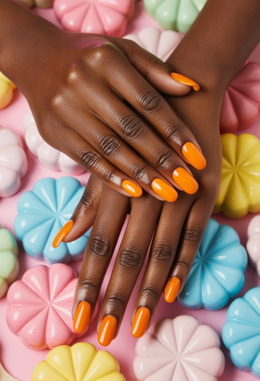 Orange Chrome Jelly Nails