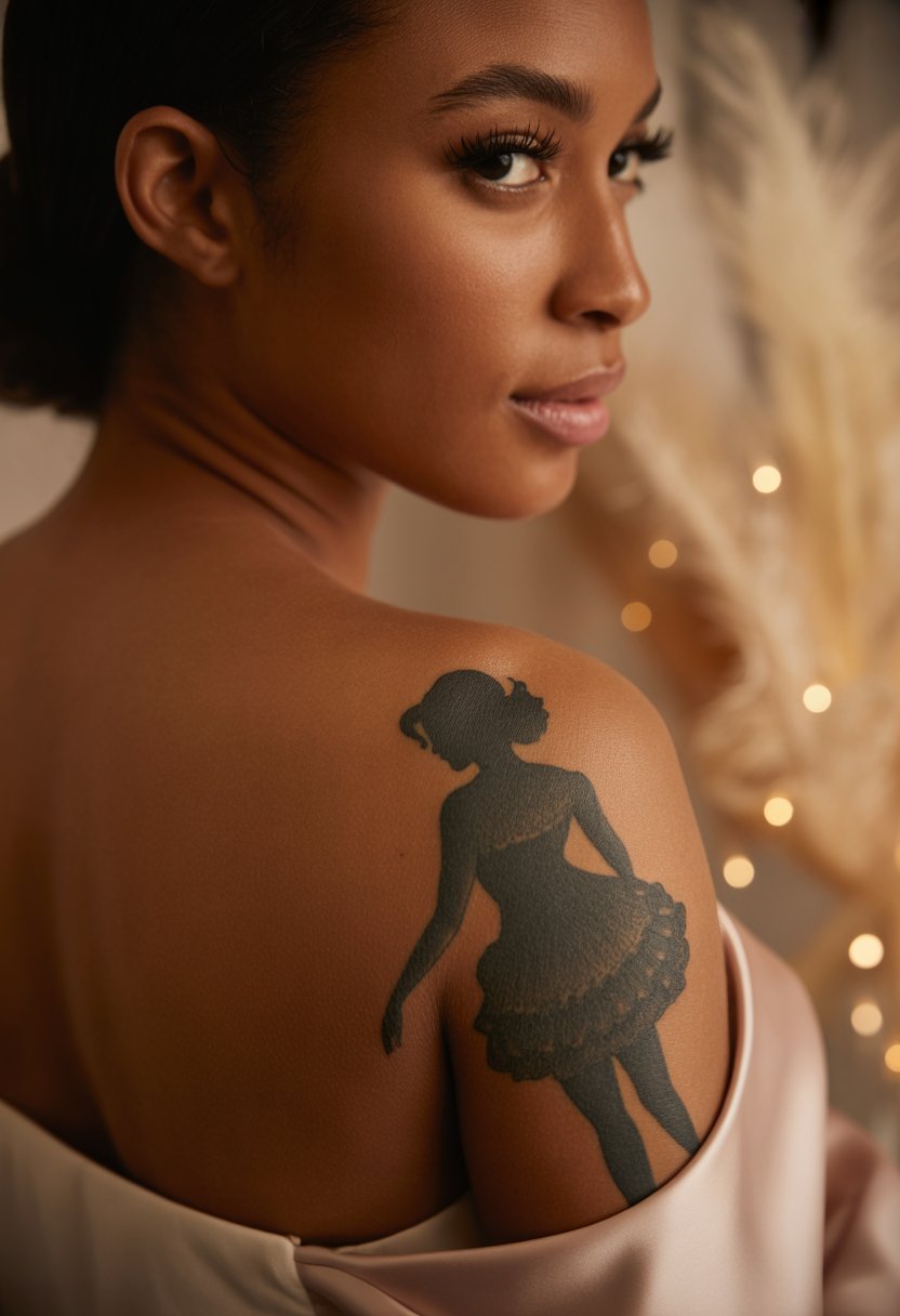 Pin-Up Silhouette Shoulder Tattoo