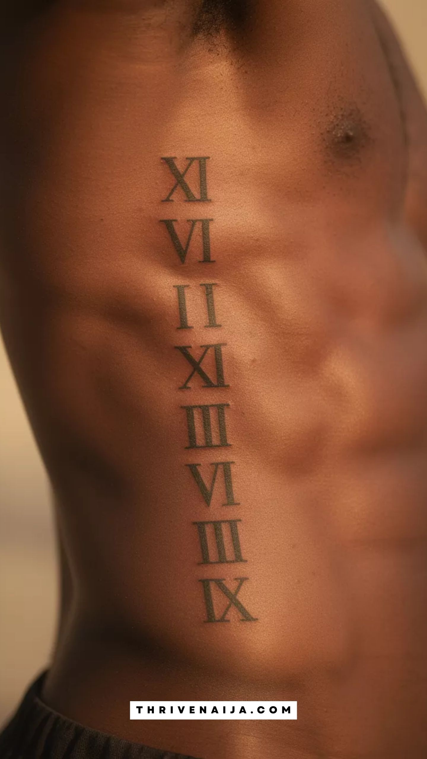 Roman Numeral Date Rib Tattoo