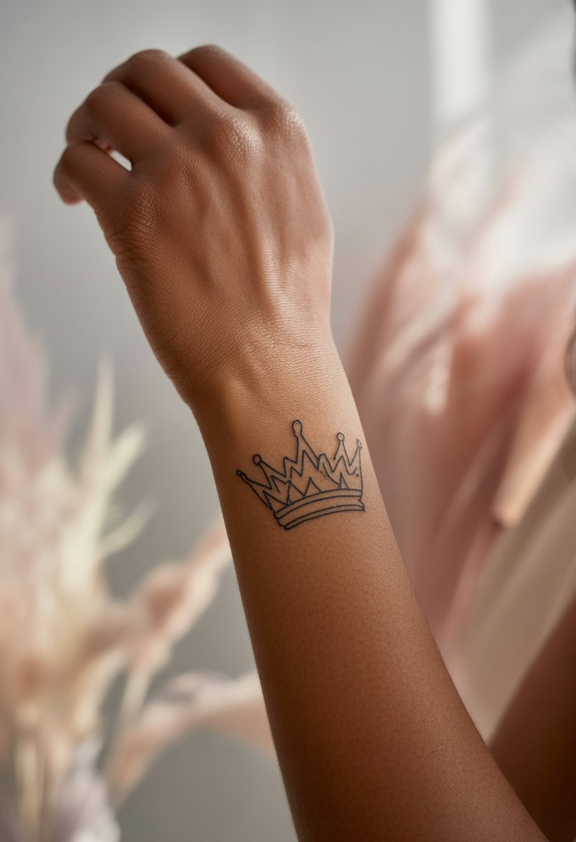 Simple Crown Wrist Tattoo