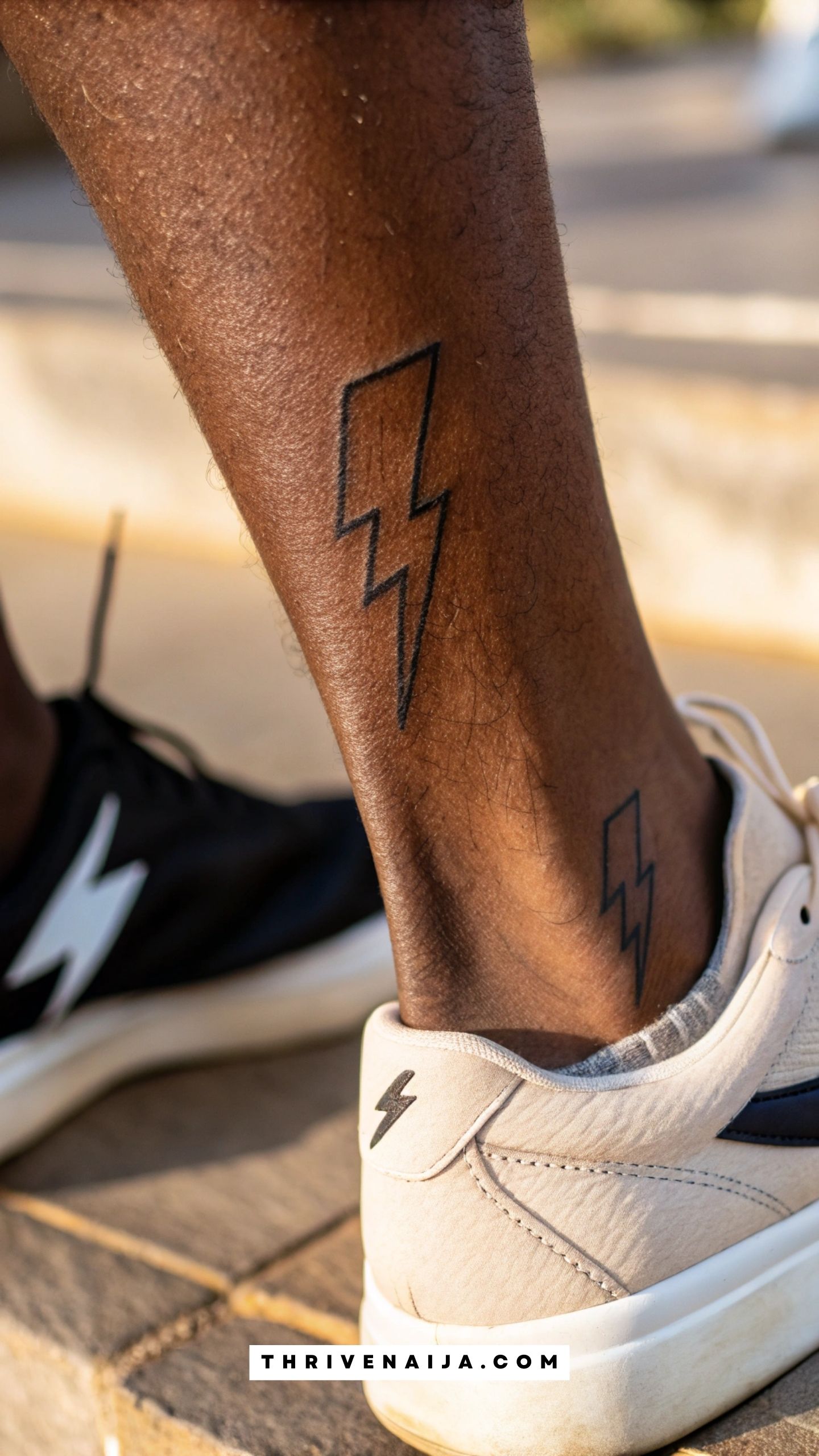 Single Line Lightning Bolt Ankle Tattoo