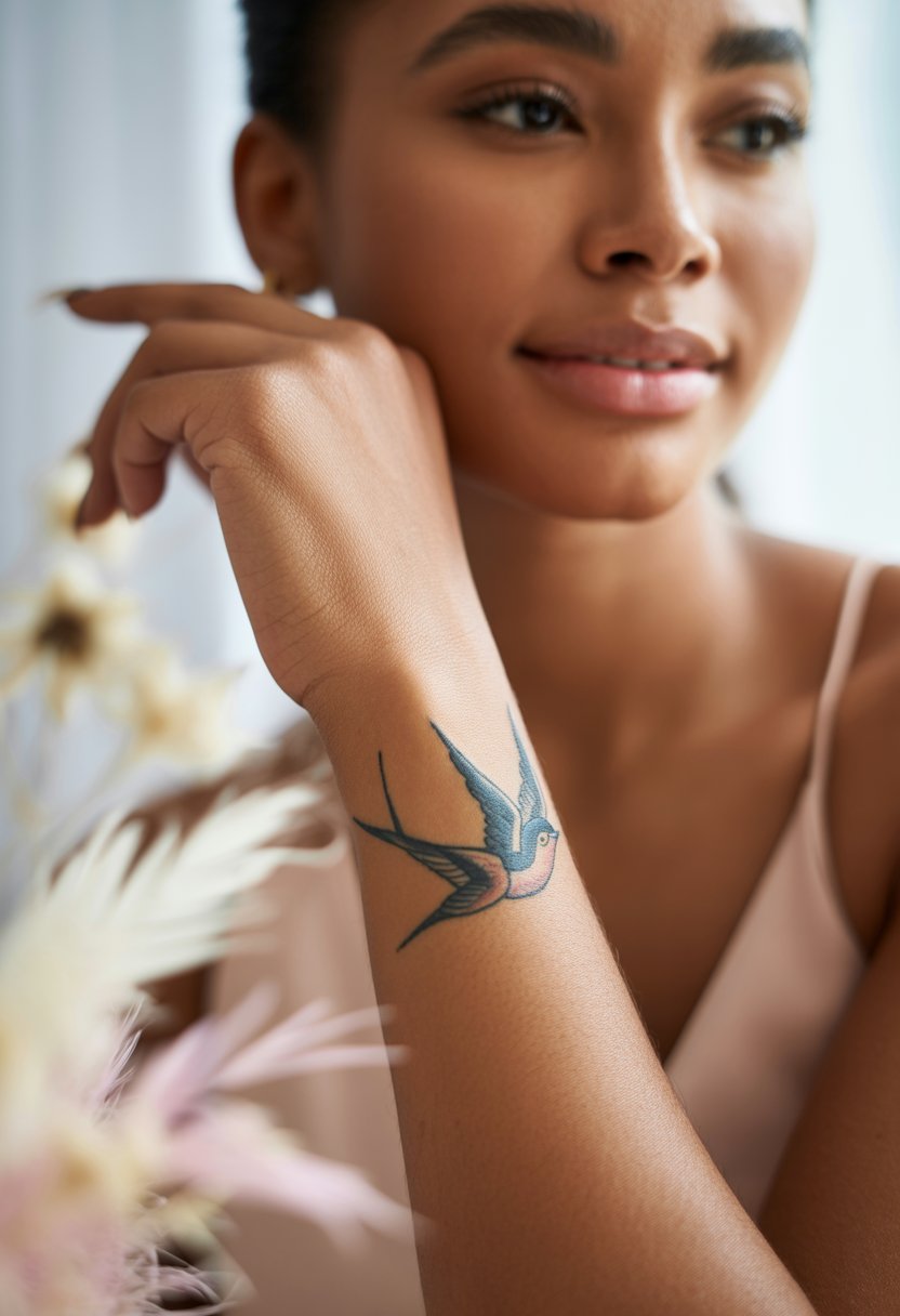 Swallow Bird Wrist Tattoo