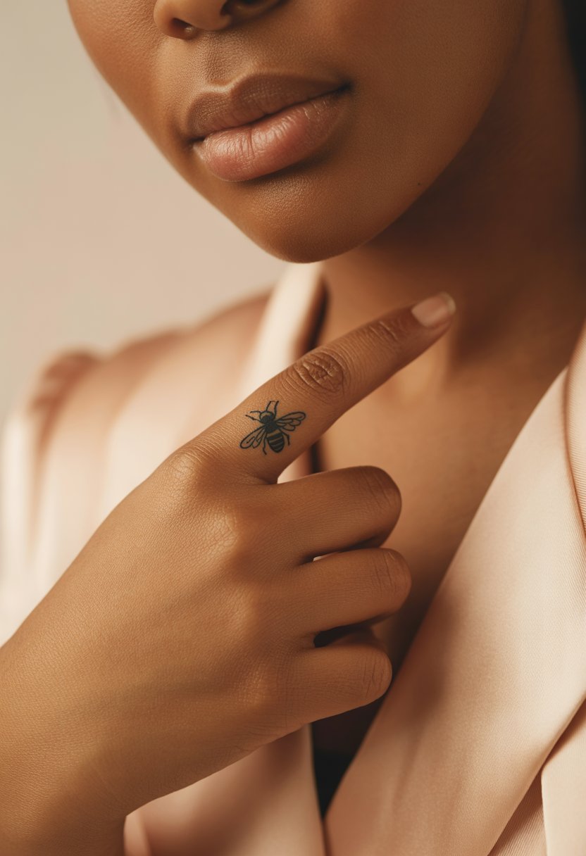 Tiny Bee Finger Tattoo