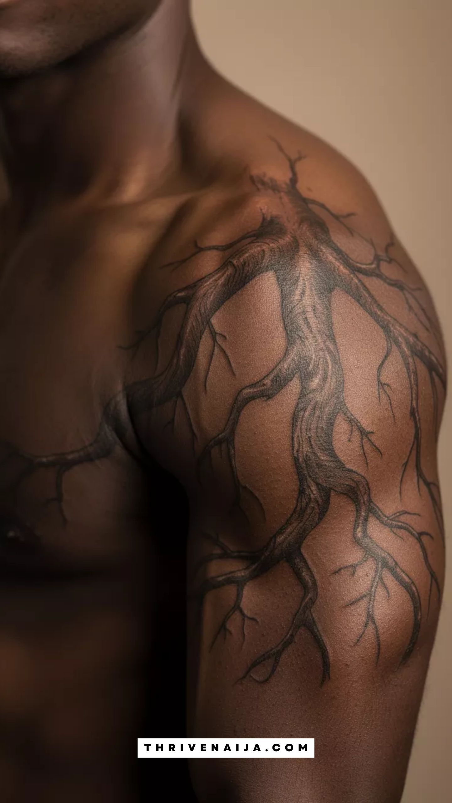 Tree and Roots Shoulder Tattoo