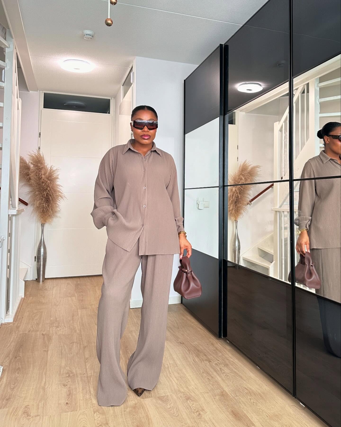 Two-Piece Satin Outfit