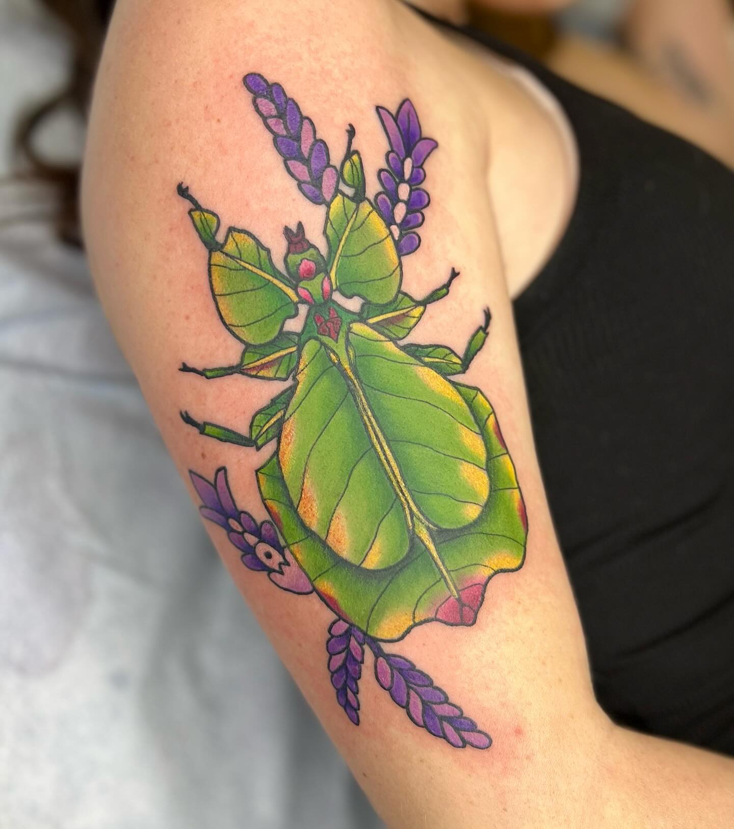 Leaf bug tattoo