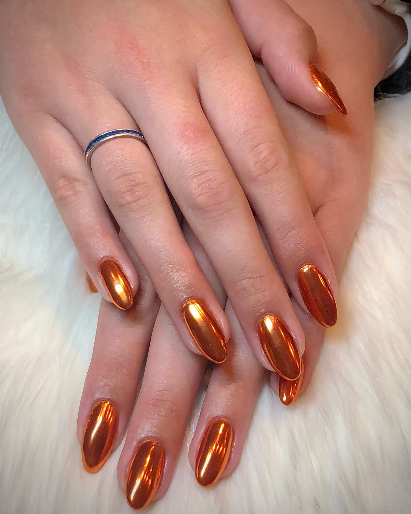 Almond Orange Nails