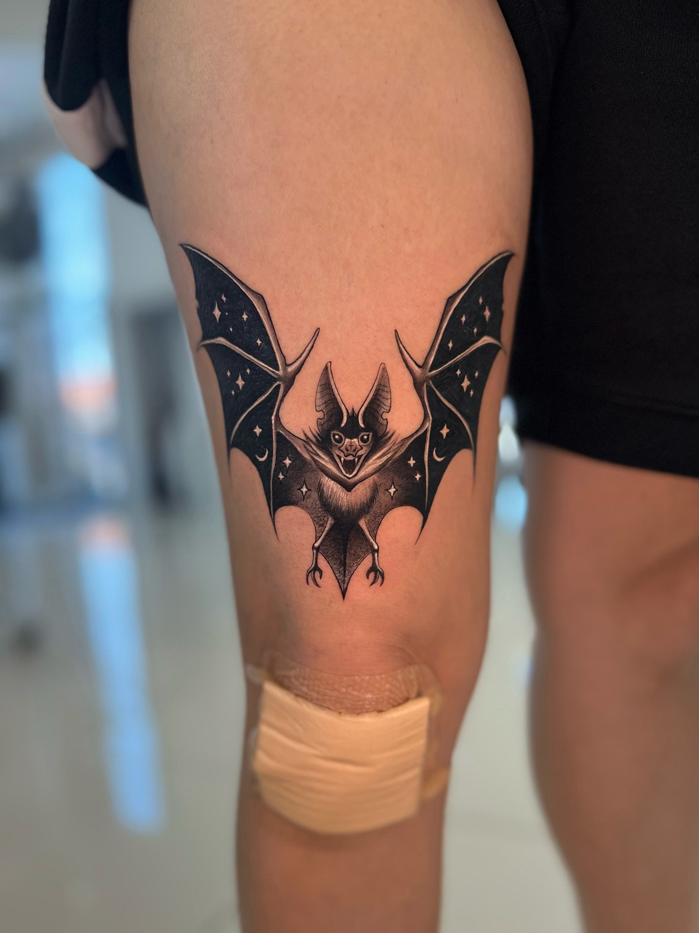Star and Moon Bat Tattoo
