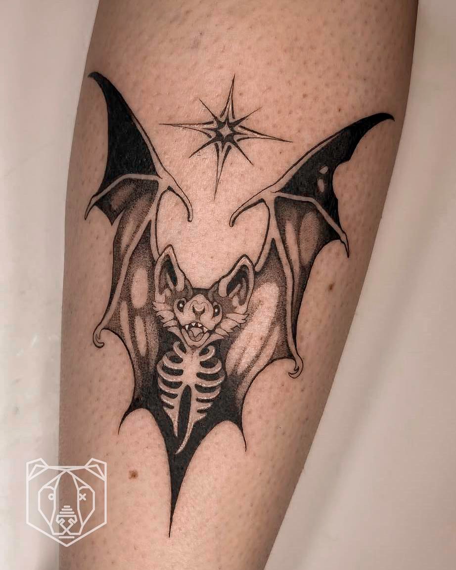 Skeletal Bat Tattoo