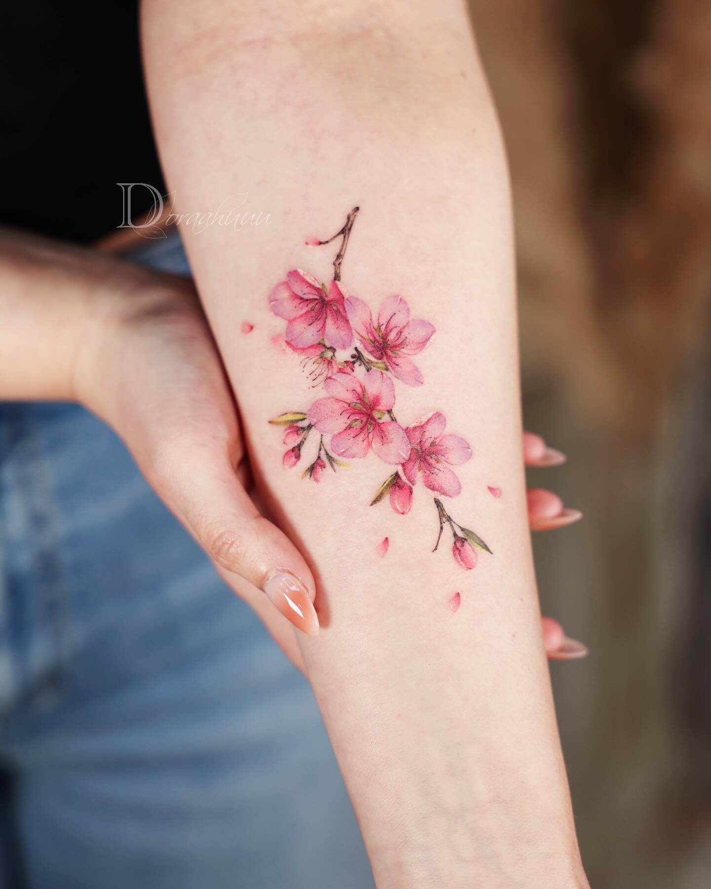 Pink Floral Tattoo
