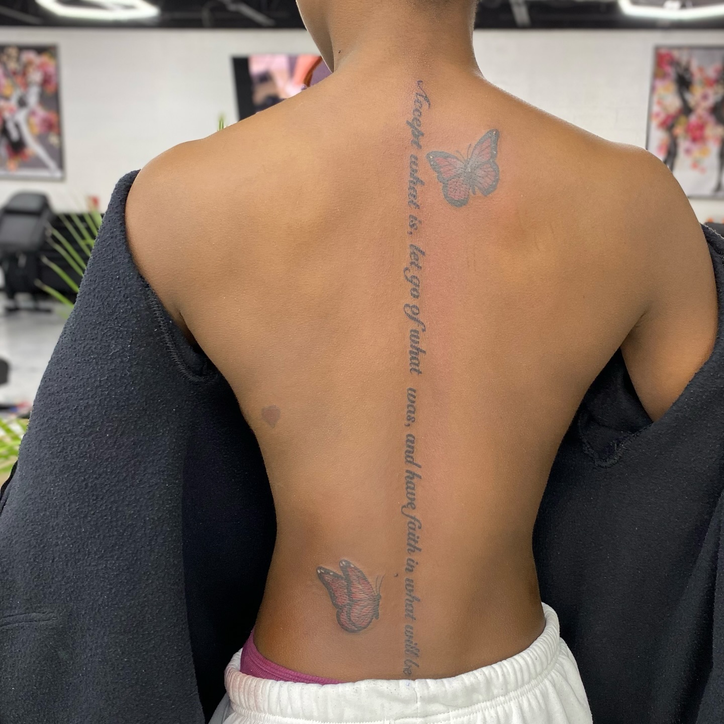 Words and Butterfly Tattoo
