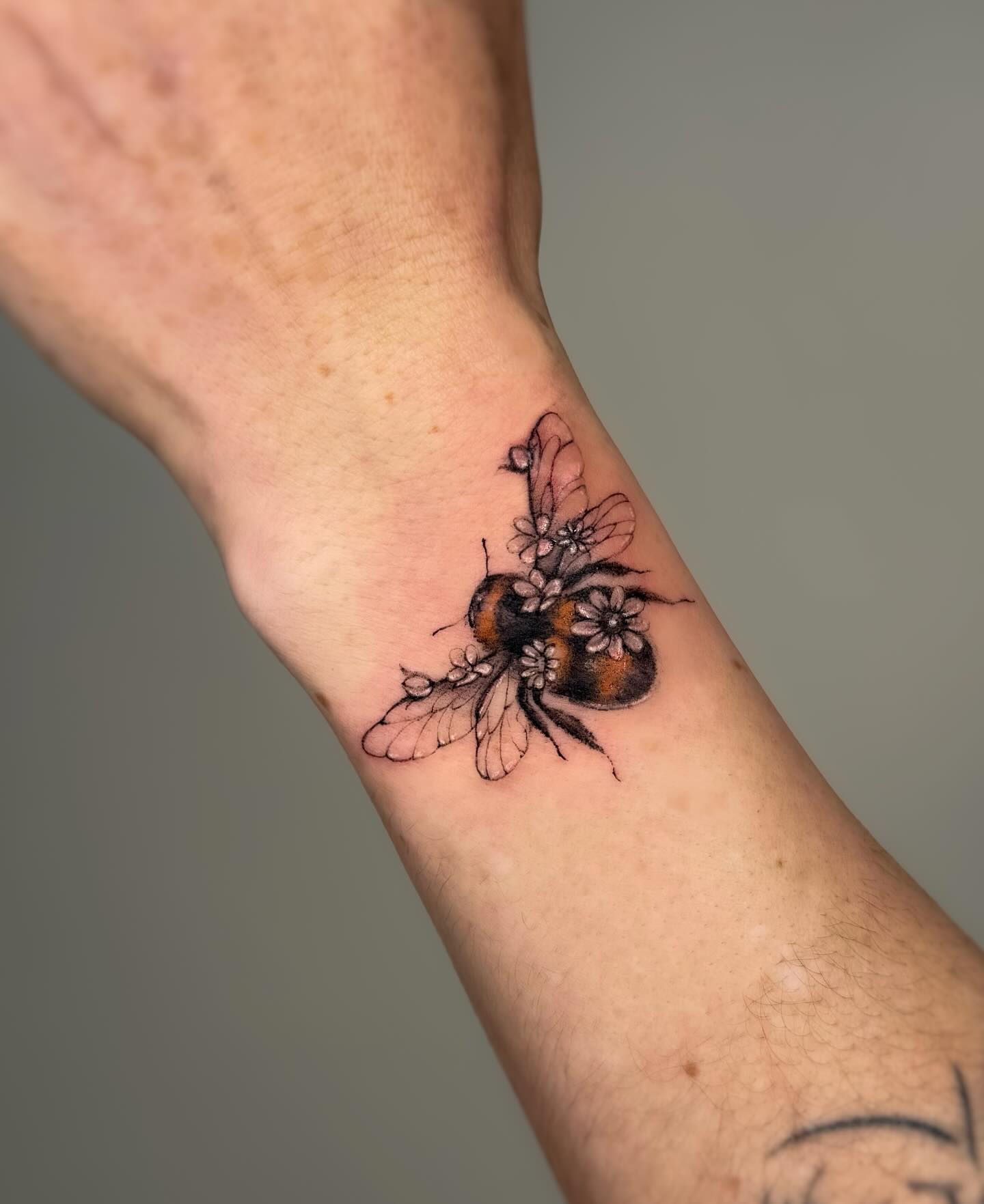 Colored Bee Tattoo
