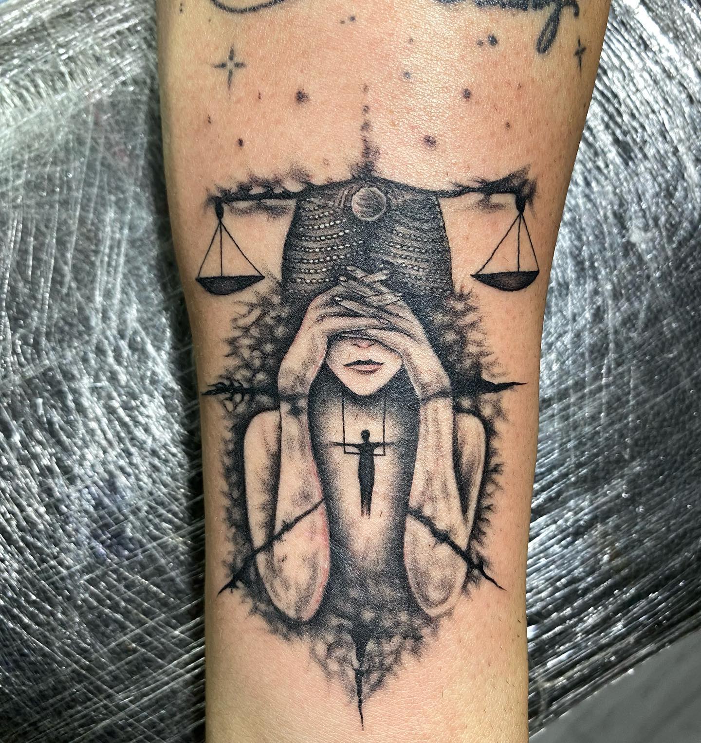 Black Ink Libra Tattoo