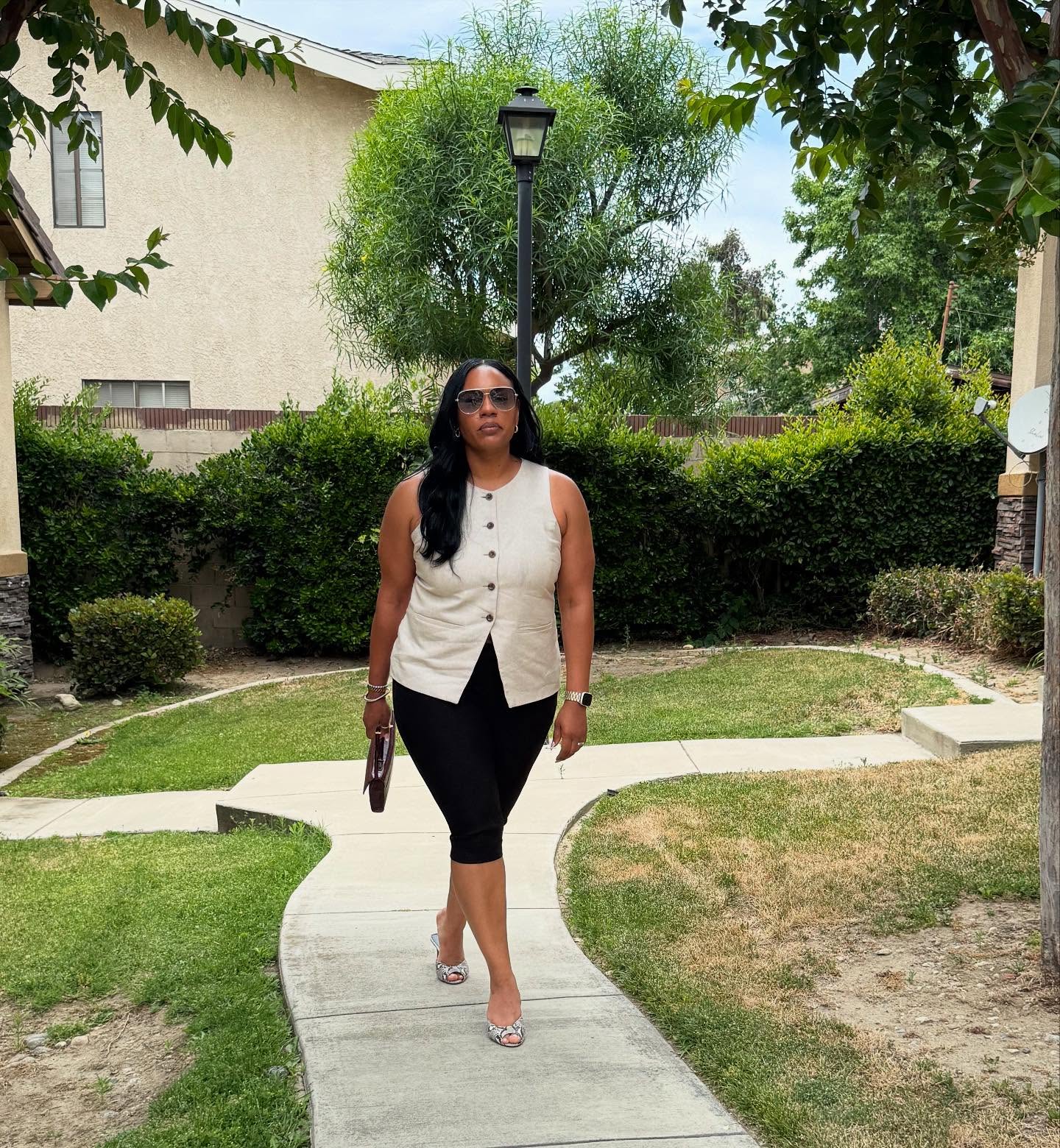 Black Capri Pants with Chic Vest