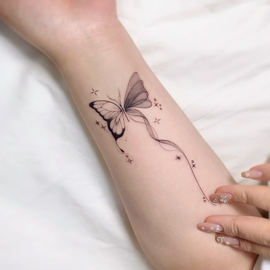 Twinkle and ribbon tattoo