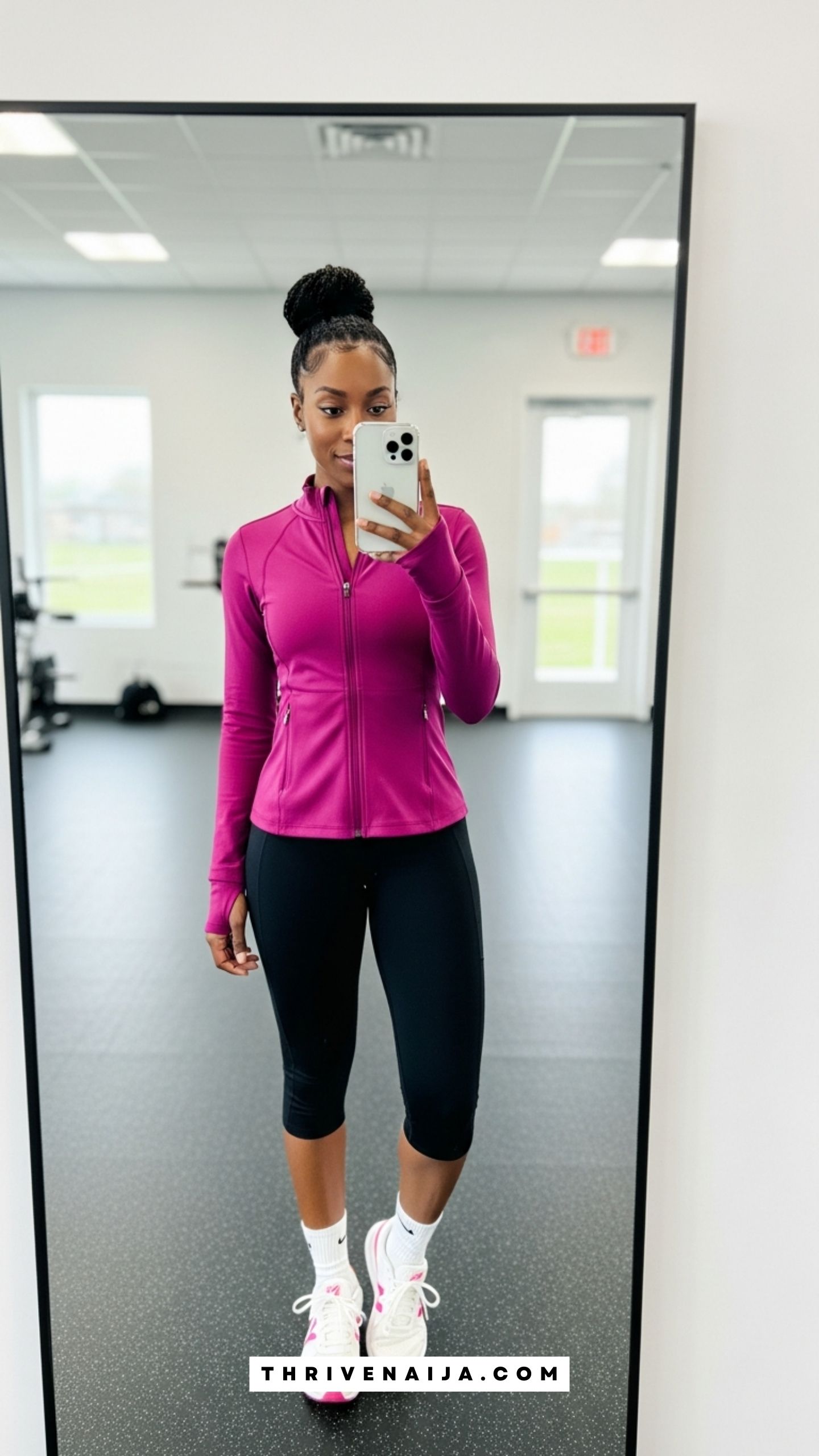 Athletic Capri Leggings With a Zip-Up Jacket
