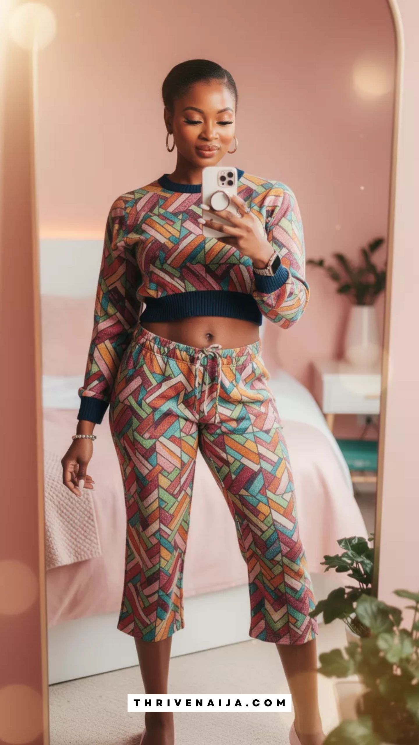Printed Capri Pants With a Cropped Sweater