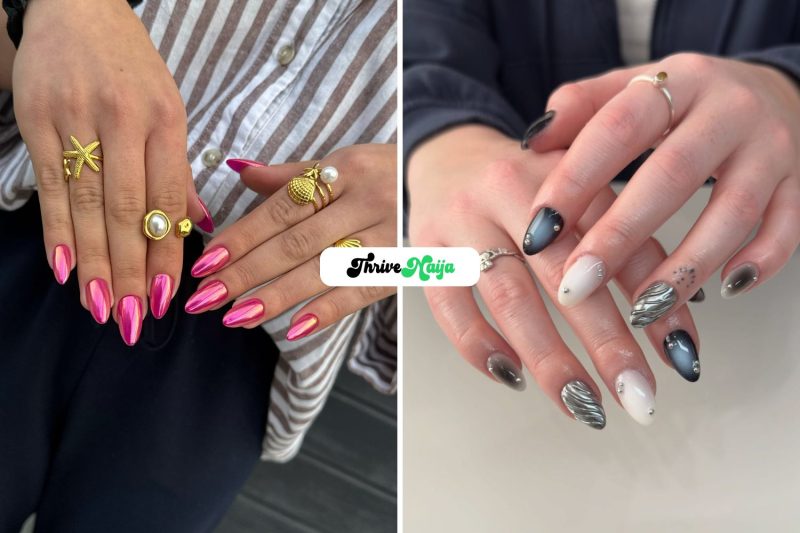 Shiny Chrome Gel Nail Designs