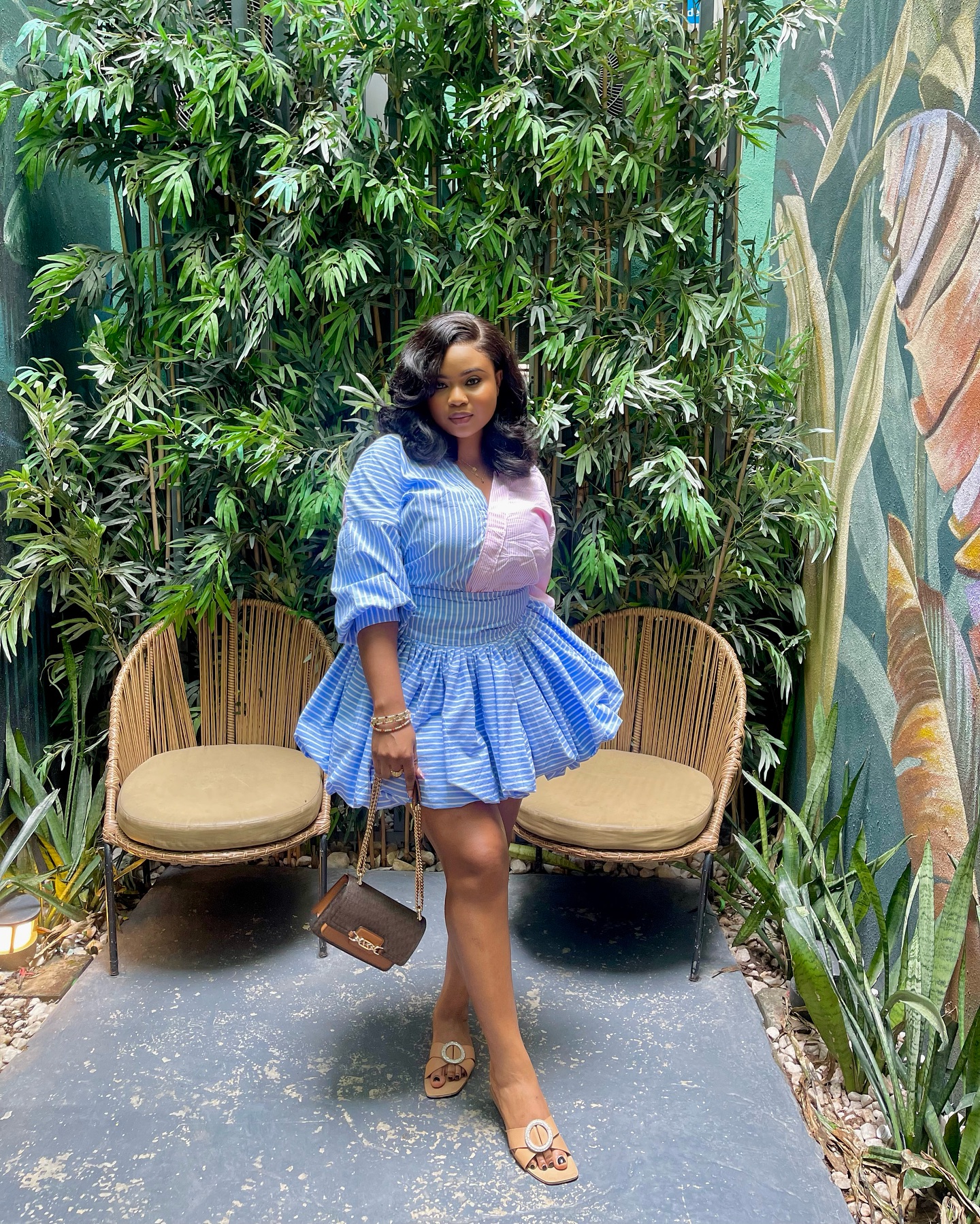 Cotton Wrap Shirt with Bubble Skirt