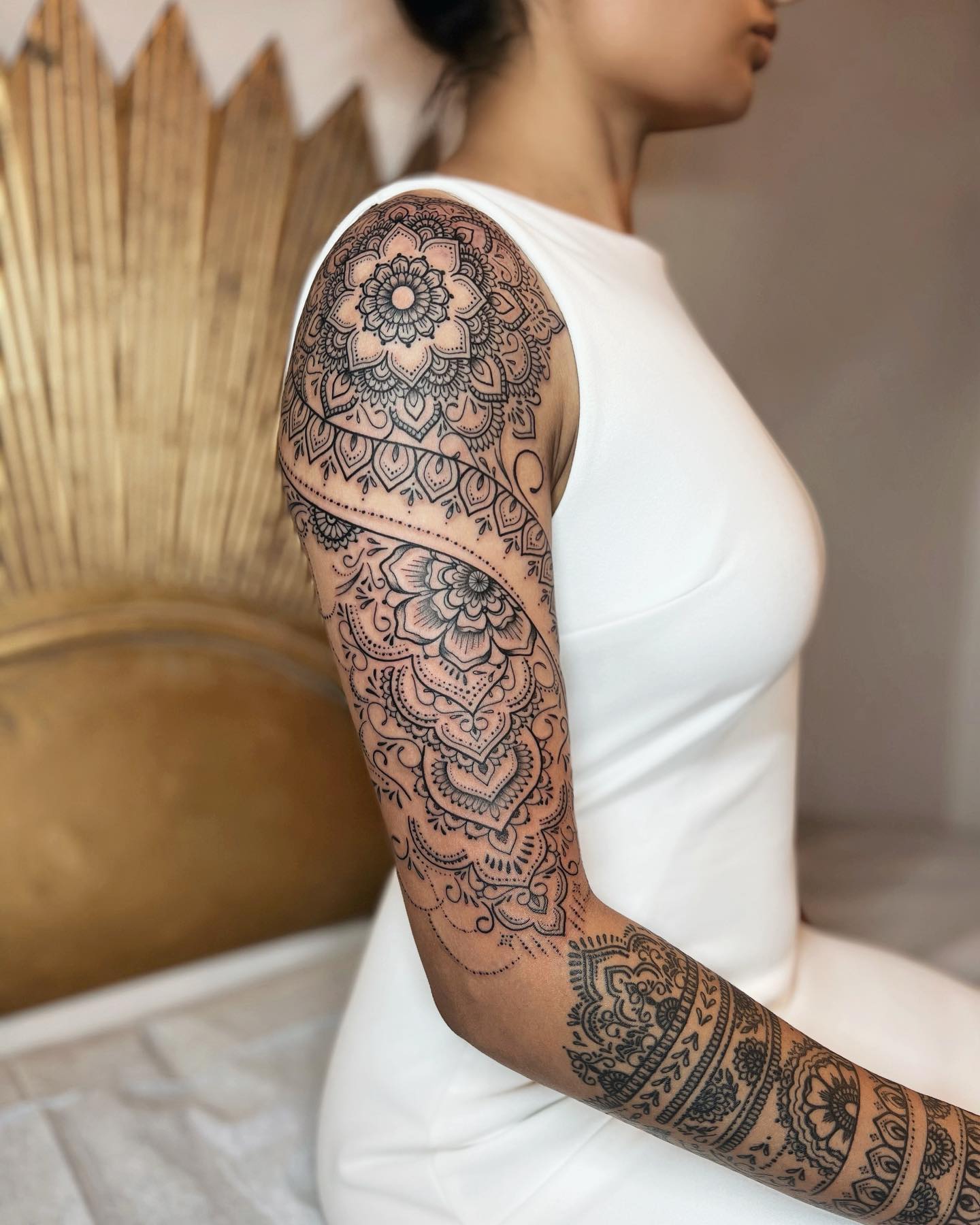 Henna Upper Arm and Forearm Tattoo