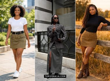 Khaki Skirt Outfit Ideas