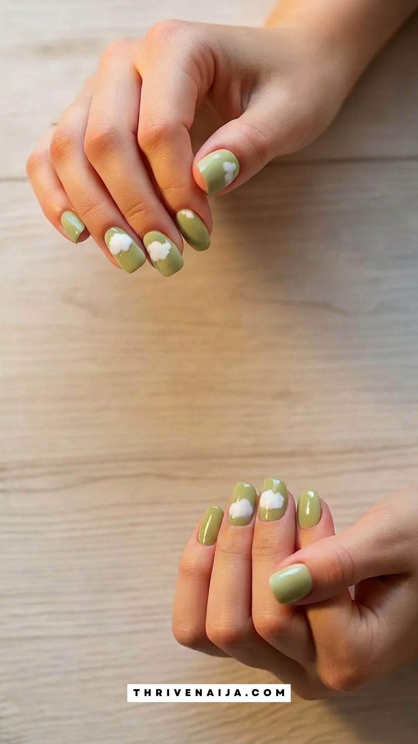 Matcha Latte Cloud Nails